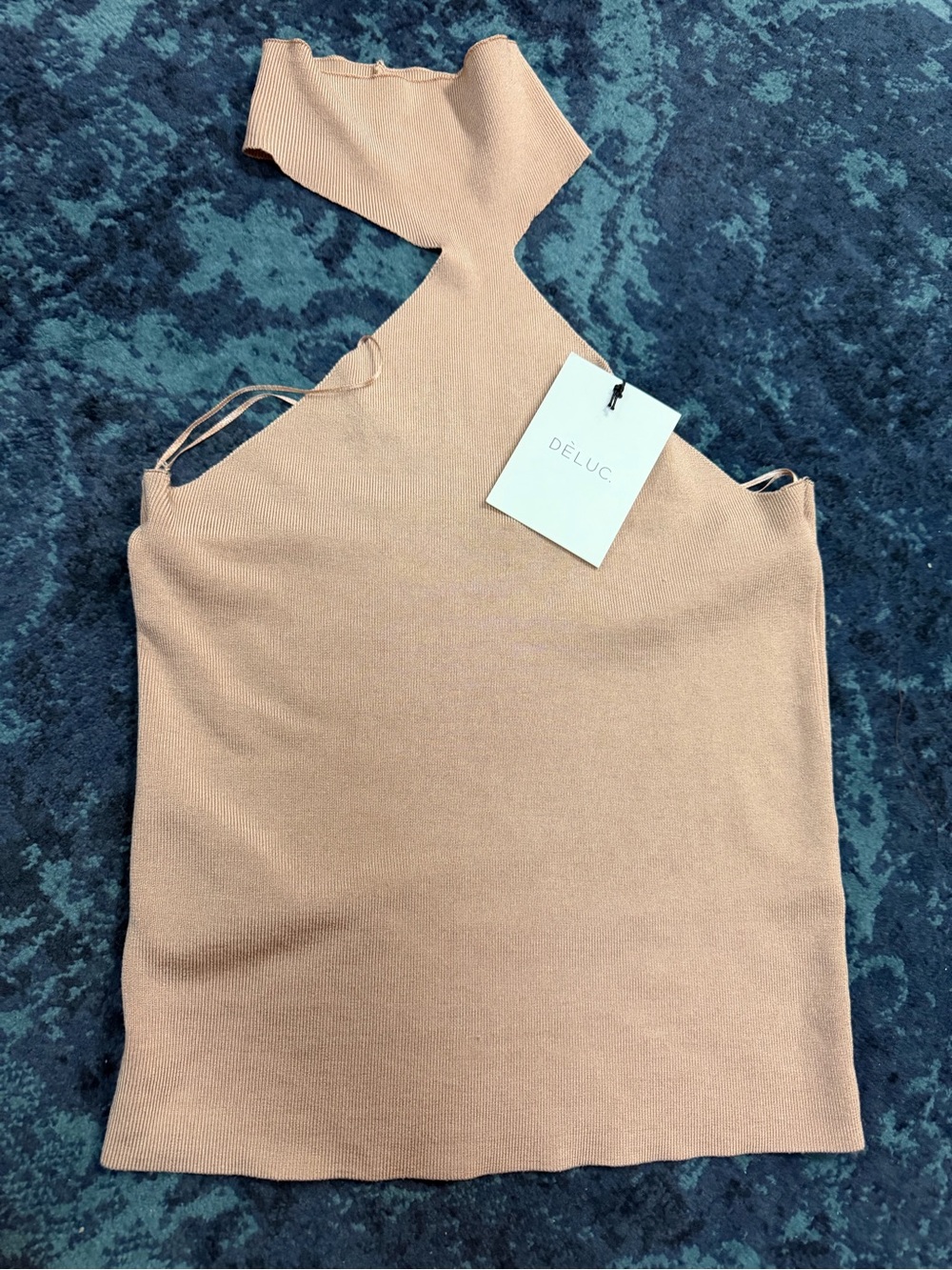Deluc One-Shoulder Knit Top in Light Peach